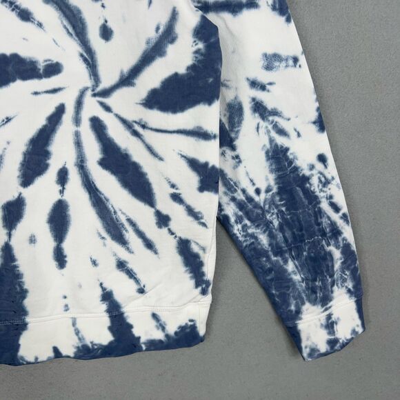 J Crew Sweatshirt Womens Medium Blue White Tie Dye Crew Casual Lounge Coastal - Picture 4 of 14